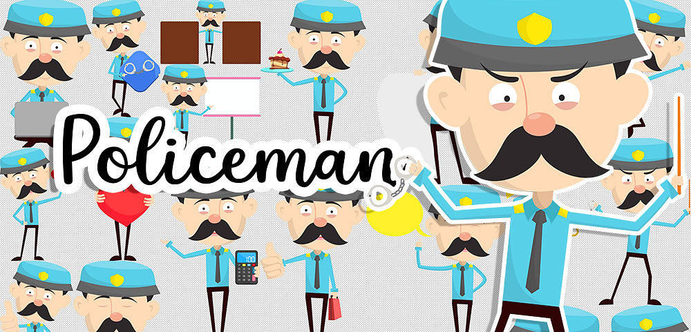 Policeman-Cartoon-Set